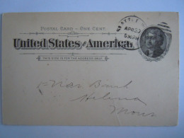 USA Apr 1894 Scott UX12 Postal Card  Seatle To Helena Mont Entier Ganzsache - ...-1900