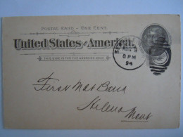 USA Aug 1894 Scott UX12 Postal Card Seatle To Helena Mont Entier Ganzsache - ...-1900