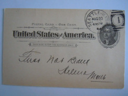 USA Aug 1894 Scott UX12 Postal Card Seatle To Helena Mont Entier Ganzsache - ...-1900