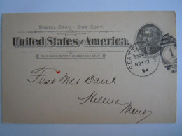 USA Nov 1894 Scott UX12 Postal Card Seatle To Helena Mont Entier Ganzsache - ...-1900