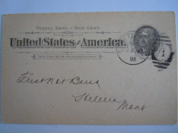 USA Mar 1895 Scott UX12 Postal Card Seattle To Helena Mont Entier Ganzsache - ...-1900