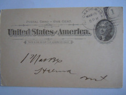 USA Mar 1895 Scott UX12 Postal Card Spokane Falls, Wash To Helena, Mont Entier Ganzsache - ...-1900