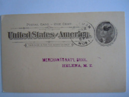 USA Mar 1896 Scott UX12 Postal Card Bozeman, Mont To Helena, Mont Entier Ganzsache - ...-1900