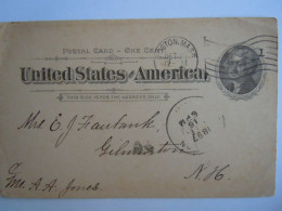 USA Mar 1898 Scott UX12 Postal Card Boston Mass To Gilmanton New Hampshire Entier Ganzsache - ...-1900