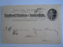 USA Jan 1896 Scott UX12 Postal Card Kalispell, Montana To Helena, Mont Entier Ganzsache - ...-1900