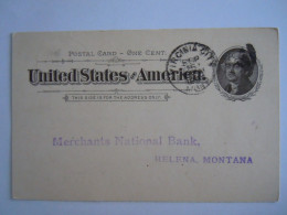 USA Sep 1896 Scott UX12 Postal Card Virginia City, Montana To Helena, Mont Entier Ganzsache - ...-1900