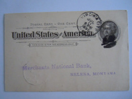 USA Jul 1896 Scott UX12 Postal Card Virginia City, Montana To Helena, Mont Entier Ganzsache - ...-1900
