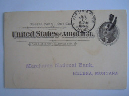 USA Jul 1896 Scott UX12 Postal Card Virginia City, Montana To Helena, Mont Entier Ganzsache - ...-1900