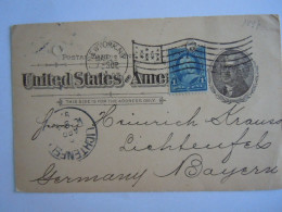 USA Mar 1897 Scott UX12 Postal Card + 264 Damaged NewYork, N.Y. To Lichtenfels Germany Entier Ganzsache - ...-1900