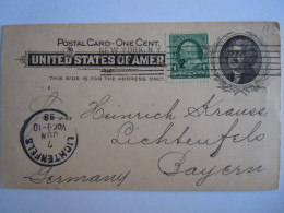 USA Jun 1898 Scott UX14 Postal Card + 279 Damaged NewYork, N.Y. To Lichtenfels Germany Entier Ganzsache - ...-1900