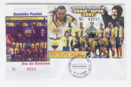 Ecuador - Busta Fdc Con Foglietto: Qualificazione A Corea/Giappone 2002: Semi-ufficiale? - 2002 – Südkorea / Japan