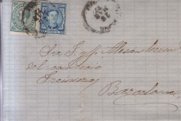 Año 1876 Edifil 175-183 Carta  Matasellos  Gerona Jasinta Pujol De Ramio - Lettres & Documents