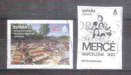 España 2023-2 Sellos Usados - Fiesta De La Merce Barcelona -Descenso Del Río Sella En Asturias -Espagne-Spain-Spanje - Used Stamps