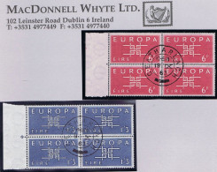 Ireland 1963 Europa 6d And 1/3d Set Of 2 In Marginal Blocks Of Four Fine Used Cds - Gebruikt