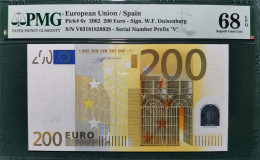 200 EURO T001E5 V SPAIN 2002 DUISENBERG CERTIFICATE PMG 68 SC FDS UNCIRCULATED PERFECT - 200 Euro