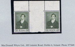 Ireland 1952 Thomas Moore 3½d  Top Marginal Gutter Pair Mint Unmounted, Slight Creasing - Unused Stamps