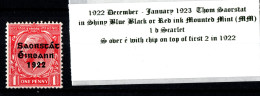 1922 - 1923 Dec-Jan Thom Saorstát In Shiny Blue Black Or Red Ink With S Over é, 1 D Scarlet, Mounted Mint (MM) - Ungebraucht