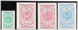 Uzbekistan 1995 . Definitive (Arms). 4v:2sum, 3sum, 6sum, 15 Sum  Michel # 103-06 - Oezbekistan