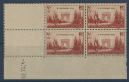 N° 403 Neuf ** (MNH) Cote 30 € Coin Daté Du 4/10/38 ARMISTICE TB  Aucun Défaut - 1930-1939