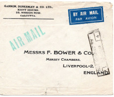 71761 - Indien - 1941 - 14As KGVI Luftpost EF A LpBf CALCUTTA -> Grossbritannien, M Brit Zensur - 1936-47 Koning George VI