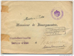 _KV901: STAATSDIENSTSACHE   SERVICE  D'ETAT :> HAMME ..195x145mm : .... - OC26/37 Territoire Des Etapes