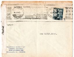 71770 - Spanien - 1940 - 40c Franco EF A Bf MADRID - ... -> New Haven, CT (USA), M Span Zensur - Briefe U. Dokumente
