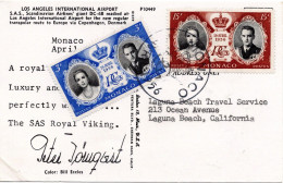 71779 - Monaco - 1956 - 15F Hochzeit MiF A AnsKte MONACO -> Laguna Beach, CA (USA) - Covers & Documents