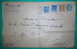 N°111 + 235 + 257 X2  MIXTE BLANC SEMEUSE JEANNE D'ARC BEL AFFRANCHISSEMENT BONNIERES SEINE ET OISE POUR PARIS 1929 - Covers & Documents