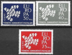 Turkey 1961 Europa CEPT (**)  Mi 1820-22 - M€3,-; Y&T 1599-1601 - €3,- - Unused Stamps
