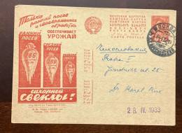 P) 1933 RUSSIA, SOVIET UNION PROPAGANDA POSTAL STATIONERY CIRCULATED, SUGAR INDUSTRY, USED - Andere & Zonder Classificatie