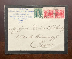 P) 1905 CUBA, COUNTRY SCENES STAMPS OVERPRINT, COVER CIRCULATED CIENFUEGOS TO PARIS, MINERBA BOOKSHOP, XF - Sonstige & Ohne Zuordnung