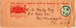 71790 - Grossbritannien - Ca 1920 - 1/2d KGV EF A Streifband FS W1 -> New Kensington, PA (USA) - Covers & Documents