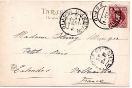 71810 - Spanien - 1906 - 10c Alfonso EF A AnsKte GIJON -> VILLERVILLE (Frankreich) - Storia Postale
