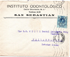 71811 - Spanien - 1919 - 25c Alfonso EF A Bf SAN SEBASTIAN -> Philadelphia, PA (USA) - Covers & Documents