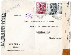 71812 - Spanien - 1945 - 2@1Pta Franco A LpBf MADRID -> Grossbritannien, M Span & Brit Zensuren - Lettres & Documents