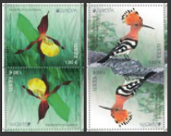 Estonia Estland Estonie 2021 Europa CEPT Bird Hoopoe Orchid Set In Tete-beshes MNH - 2021