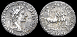 Augustus AR Denarius Tiberius Un Quadriga Right - La Dinastía Julio-Claudia (-27 / 69)