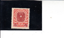 AUSTRIA  1921 - Unificato  228A*  (L) -  Stemma - Ungebraucht