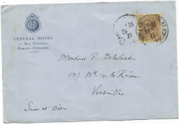 MONACO 50C BRUN SEUL LETTRE ENTETE CENTRAL HOTEL MONACO CONDAMINE 1927 - Storia Postale