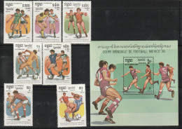 KAMPUCHEA - N°604/10+BLOC N°54 ** (1986) Football : Mexico'86 - Kampuchea