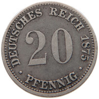 KAISERREICH 20 PFENNIG 1875 J  #t160 0347 - 20 Pfennig