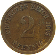 KAISERREICH 2 PFENNIG 1905 G  #s068 0371 - 2 Pfennig