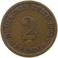 KAISERREICH 2 PFENNIG 1905 G  #a095 0605 - 2 Pfennig