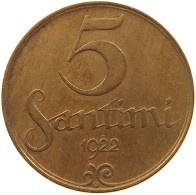 LATVIA 5 SANTIMI 1922  #s036 0499 - Lettonia