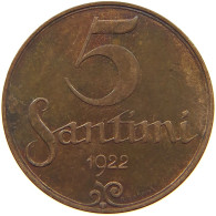 LATVIA 5 SANTIMI 1922  #s078 0433 - Latvia