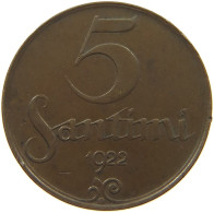 LATVIA 5 SANTIMI 1922  #c080 0687 - Letonia