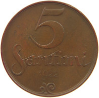 LATVIA 5 SANTIMI 1922  #c034 0043 - Lettonia