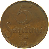 LATVIA 5 SANTIMI 1922  #c010 0271 - Latvia