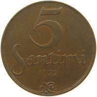 LATVIA 5 SANTIMI 1922  #c052 0485 - Lettland