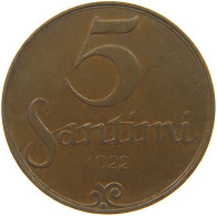 LATVIA 5 SANTIMI 1922  #c052 0485 - Latvia